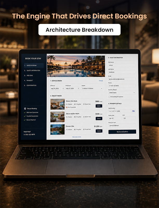 Luxury Caribbean resort website UX displayed on a smartphone during the booking process
