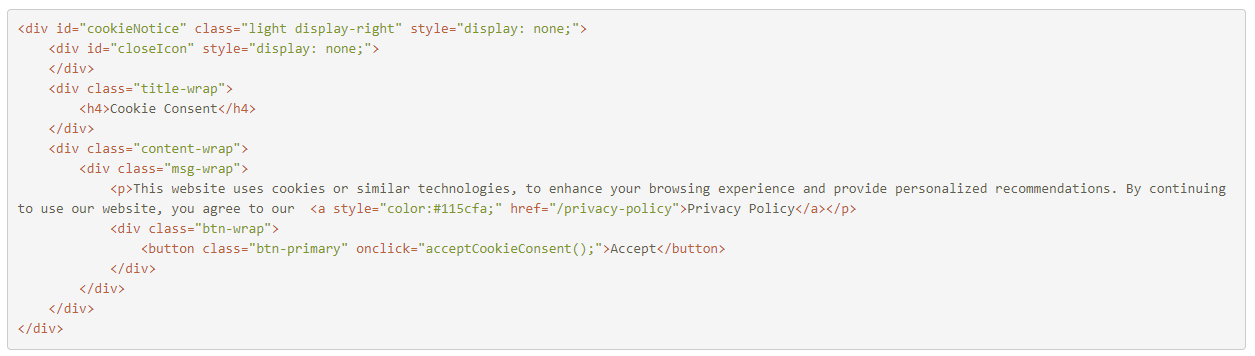 Exhibit Cookie Consent Popup with JavaScript Exhibit Cookie Consent Popup with JavaScript
